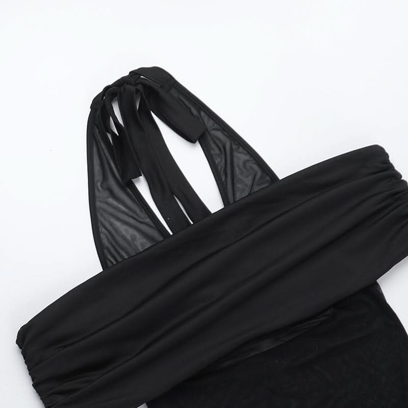 Glamorous Black Halter Off-Shoulder Cutout Maxi Dress | Fall & Holiday Event Ready