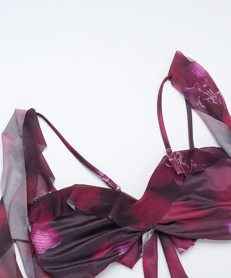 Fuchsia Dream Orchid Ruffle Two-Piece Set | Resort Chic Crop Top & Maxi Skirt