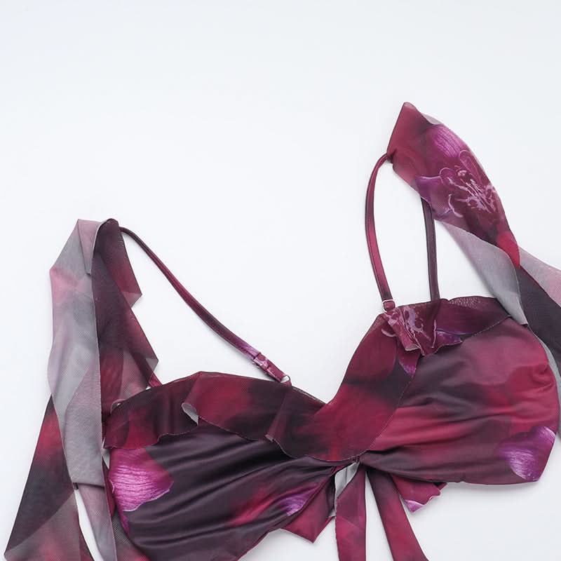 Fuchsia Dream Orchid Ruffle Two-Piece Set | Resort Chic Crop Top & Maxi Skirt