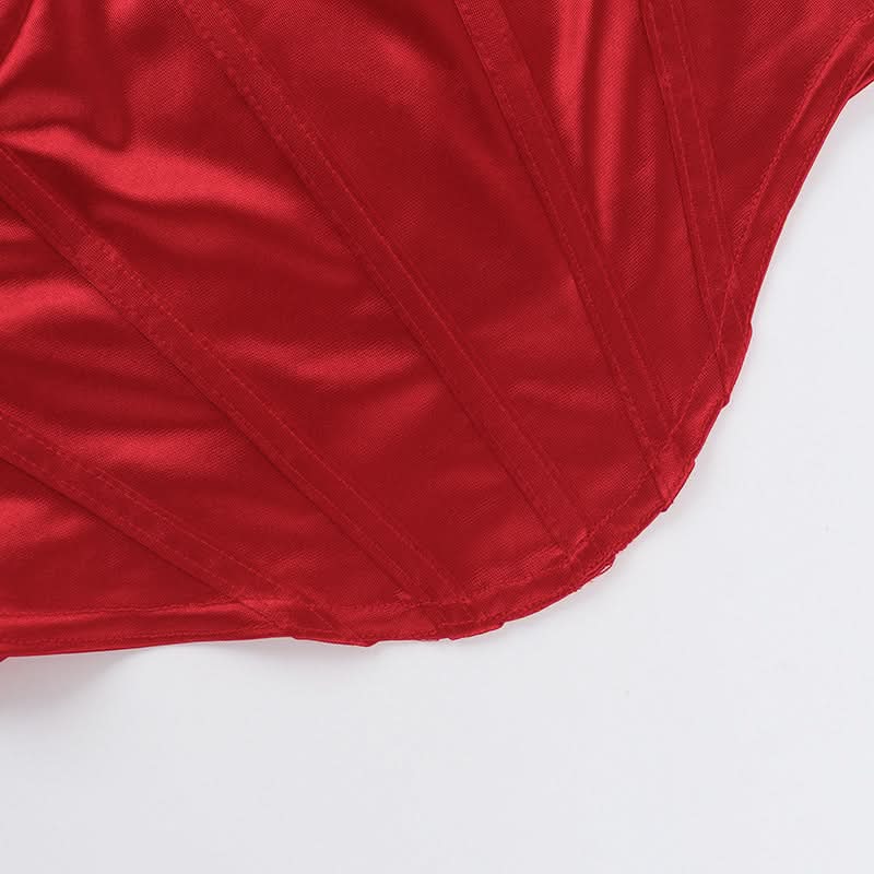 Luxe Ruby Red Satin Corset Top | Your Go-To for Fall & Holiday Glam