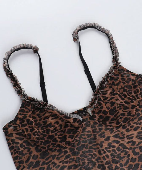 Fierce & Flirty: Leopard Print Sheer Ruffle Cami Top – Fall's Hottest Going-Out Style