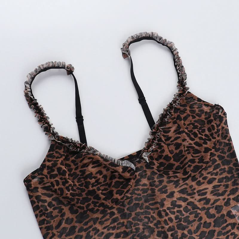 Fierce & Flirty: Leopard Print Sheer Ruffle Cami Top – Fall's Hottest Going-Out Style