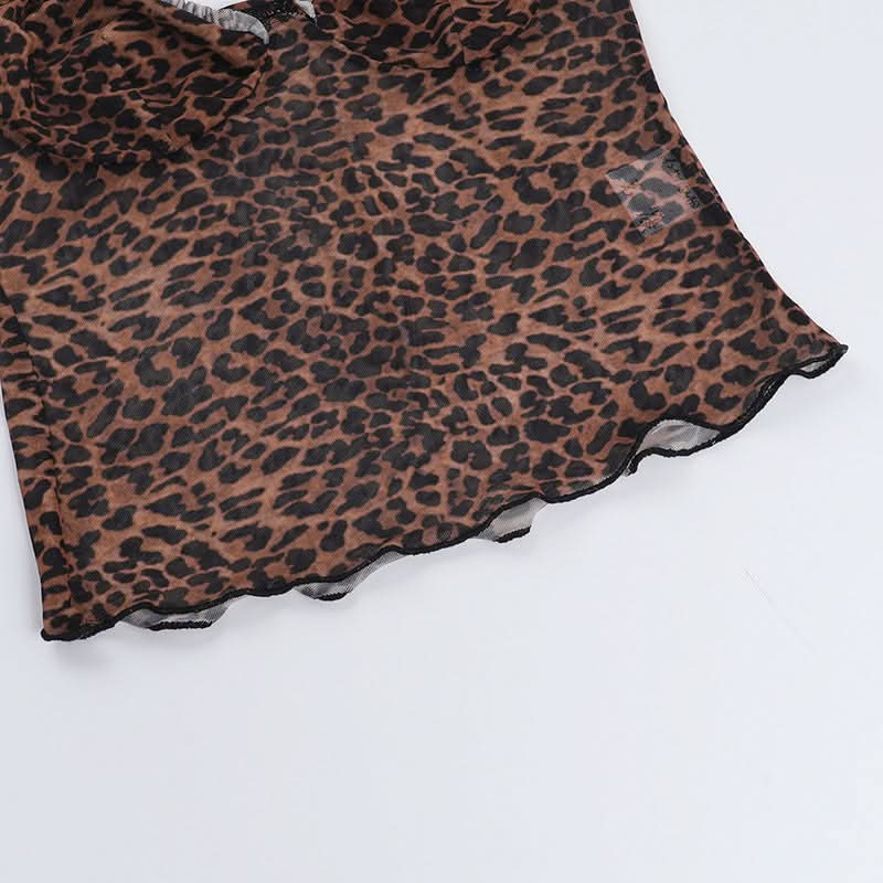 Fierce & Flirty: Leopard Print Sheer Ruffle Cami Top – Fall's Hottest Going-Out Style