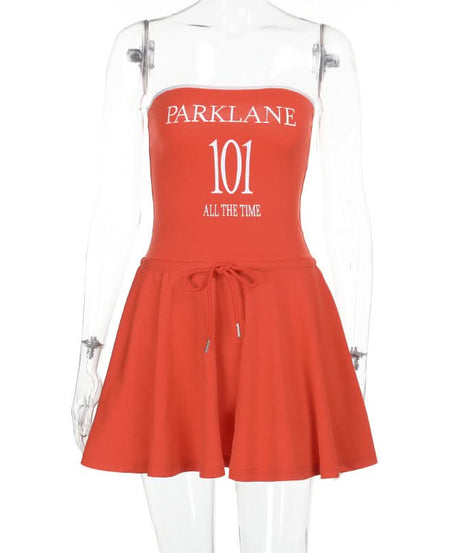 Game Day Ready: Parklane 101 Orange Tube Mini Dress - Sporty Skater Style for Fall