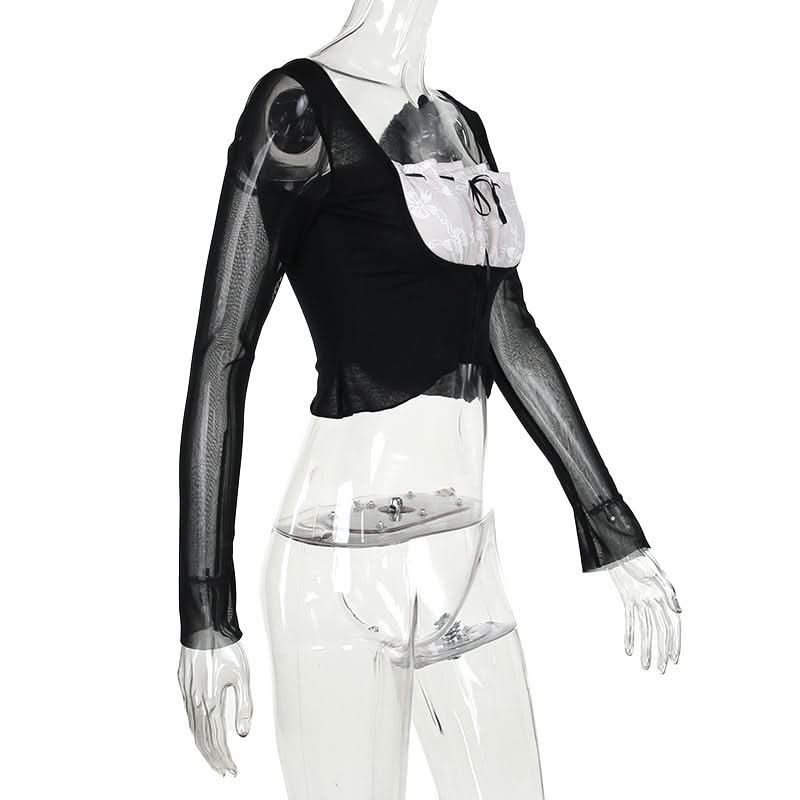 Bewitching Black Lace & Sheer Mesh Crop Top – Your Fall & Halloween Statement Piece