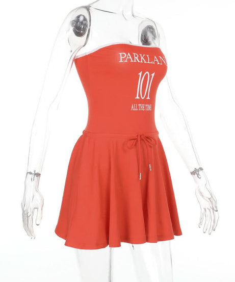 Game Day Ready: Parklane 101 Orange Tube Mini Dress - Sporty Skater Style for Fall
