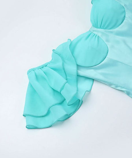 Ocean Siren Aqua Satin Off-Shoulder Maxi Dress - Fall Getaway & Holiday Soiree Glamour