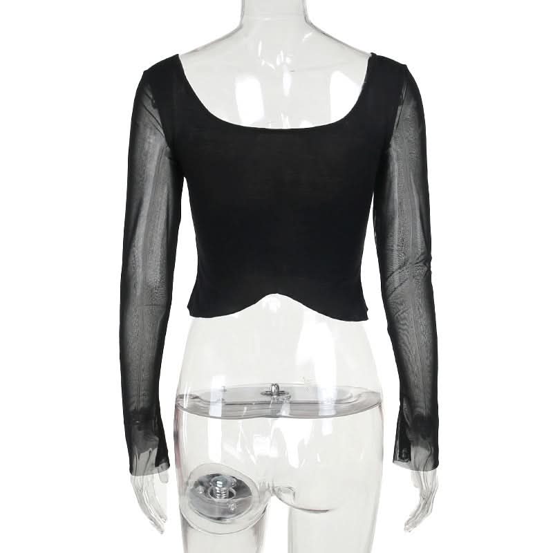 Bewitching Black Lace & Sheer Mesh Crop Top – Your Fall & Halloween Statement Piece