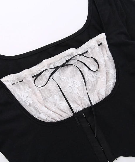Bewitching Black Lace & Sheer Mesh Crop Top – Your Fall & Halloween Statement Piece