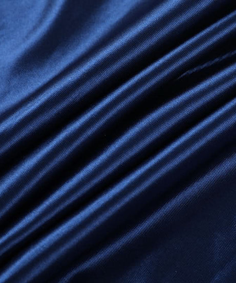 Midnight Blue Glamour: Ruched Satin Slit Maxi Dress – Your Go-To for Holiday Parties & New Year's Eve