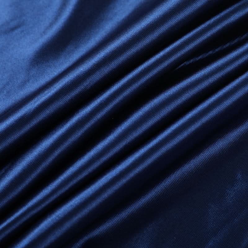 Midnight Blue Glamour: Ruched Satin Slit Maxi Dress – Your Go-To for Holiday Parties & New Year's Eve