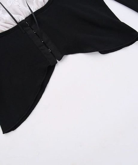 Bewitching Black Lace & Sheer Mesh Crop Top – Your Fall & Halloween Statement Piece