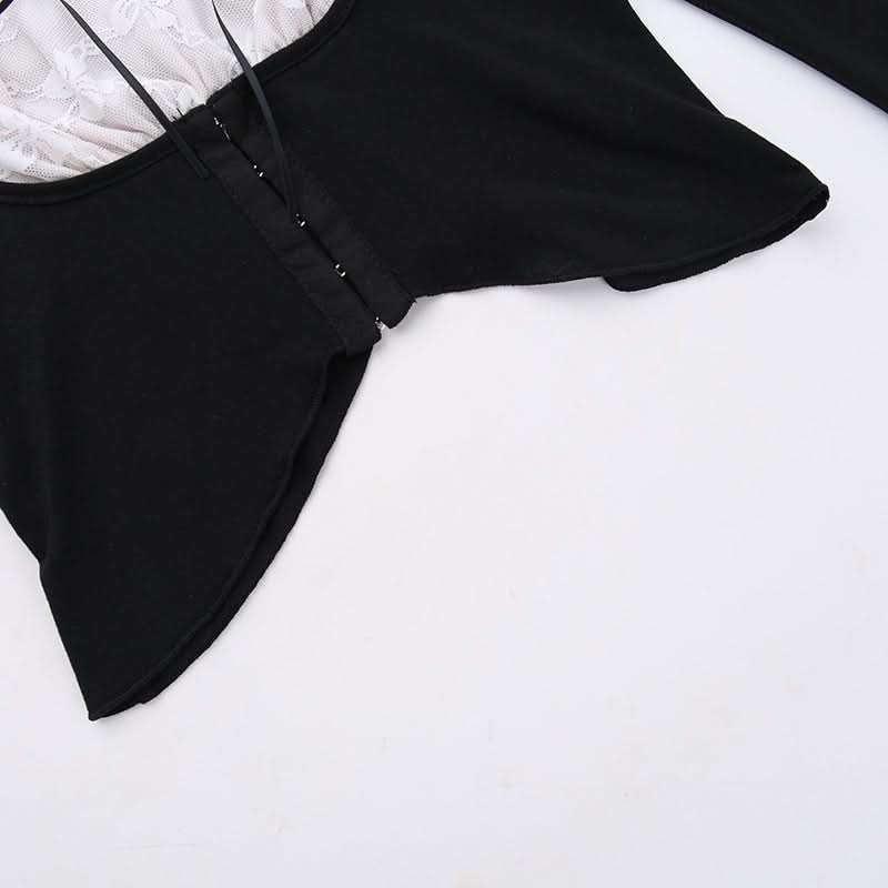 Bewitching Black Lace & Sheer Mesh Crop Top – Your Fall & Halloween Statement Piece