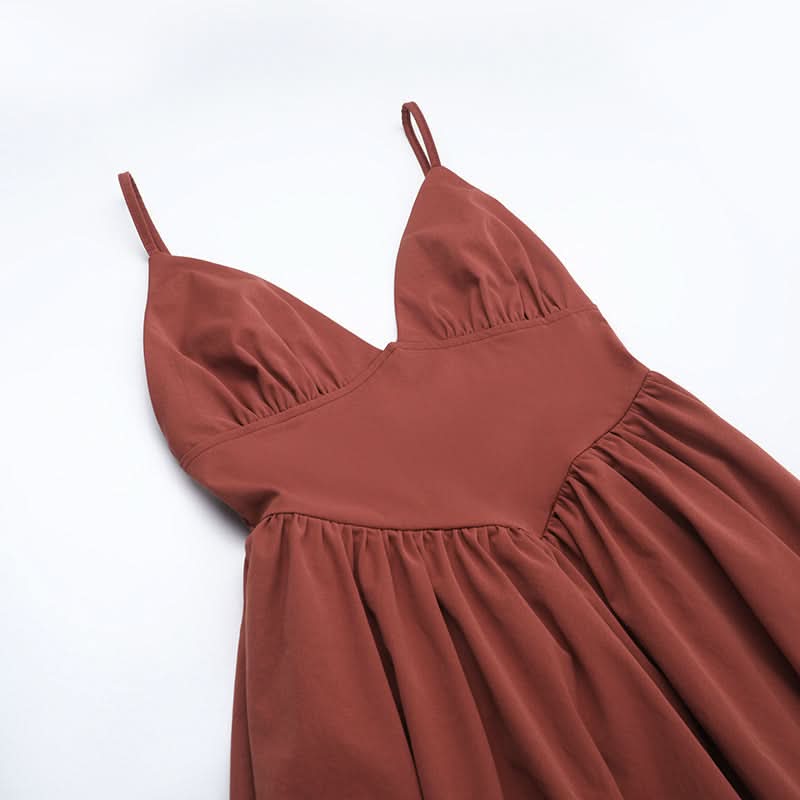 Fall Chic Terracotta Tiered Maxi Dress - Women's Ruched V-Neck Cami