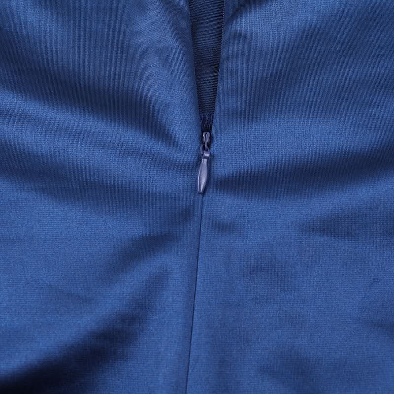 Midnight Blue Glamour: Ruched Satin Slit Maxi Dress – Your Go-To for Holiday Parties & New Year's Eve