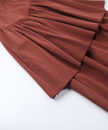 Fall Chic Terracotta Tiered Maxi Dress - Women's Ruched V-Neck Cami