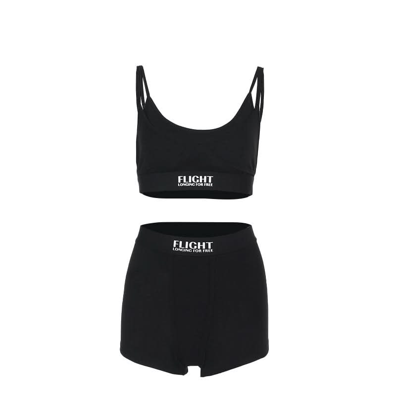 Flight Longing for Free" Cozy Black Bralette & Boyshort Set | Ultimate Fall Loungewear for Women