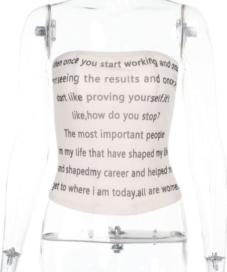 Her Story: Empowerment Quote Strapless Tube Top | Chic Bandeau for Fall Layering & Style
