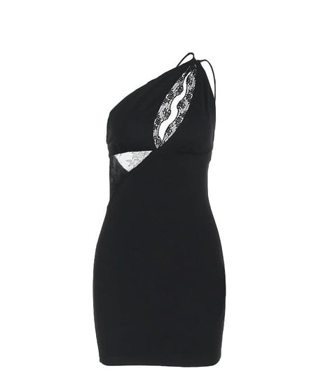 Daring Diva Black Lace Cut-Out One-Shoulder Mini Dress - Your Fall & Holiday Party Statement Piece