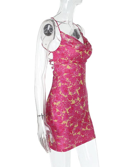 Radiant Rose Cowl Neck Mini Dress - Criss-Cross Back | Your Go-To for Fall Parties & Getaways