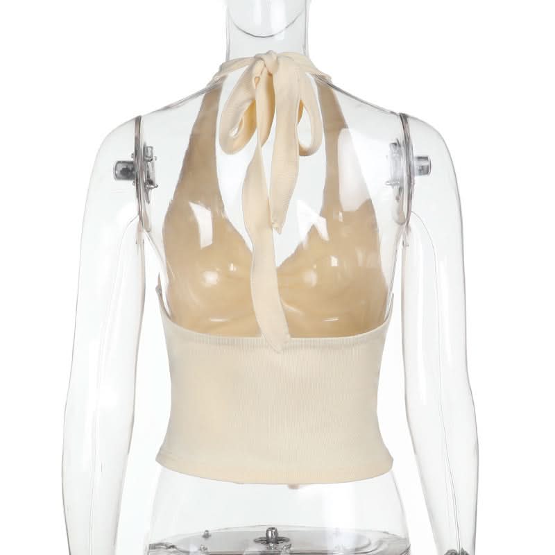 Chic Ruched Halter Slit Top | V-Neck Fall Essential & Getaway Ready