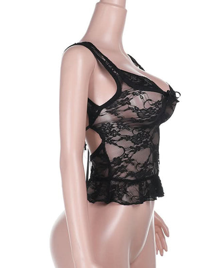 Romantic Black Lace Peplum Top – Sheer Elegance for Fall & Holiday Nights