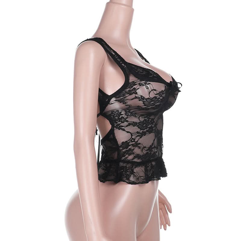 Romantic Black Lace Peplum Top – Sheer Elegance for Fall & Holiday Nights