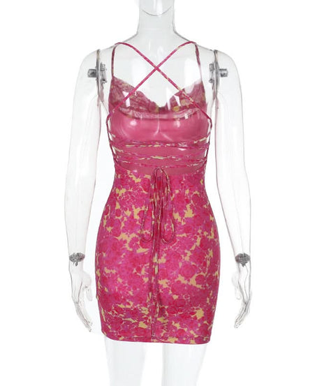 Radiant Rose Cowl Neck Mini Dress - Criss-Cross Back | Your Go-To for Fall Parties & Getaways