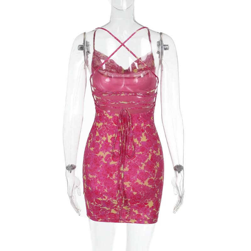 Radiant Rose Cowl Neck Mini Dress - Criss-Cross Back | Your Go-To for Fall Parties & Getaways