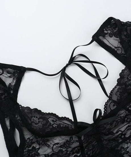 Romantic Black Lace Peplum Top – Sheer Elegance for Fall & Holiday Nights