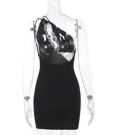 Daring Diva Black Lace Cut-Out One-Shoulder Mini Dress - Your Fall & Holiday Party Statement Piece