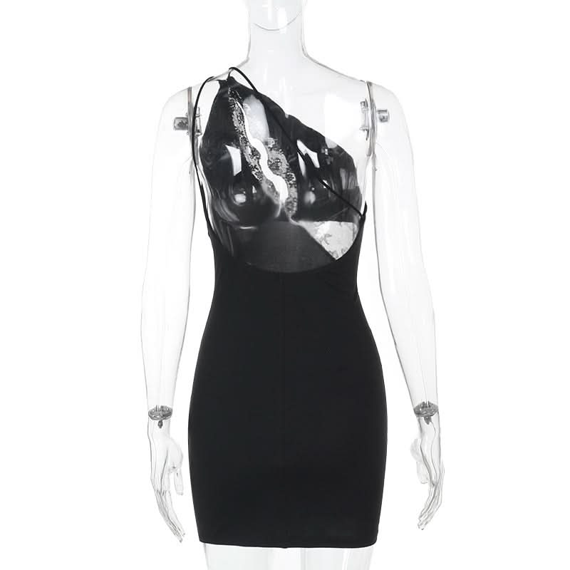 Daring Diva Black Lace Cut-Out One-Shoulder Mini Dress - Your Fall & Holiday Party Statement Piece