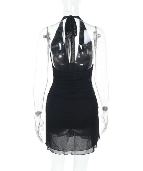 Sultry Black Halter Ruched Mini Dress - Your Ultimate Fall & Holiday Party Essential