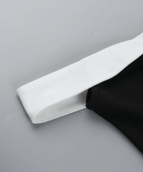 Chic Off-Shoulder Black & White Skater Mini Dress – Your Fall Party & Date Night Essential