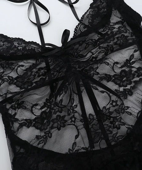 Romantic Black Lace Peplum Top – Sheer Elegance for Fall & Holiday Nights