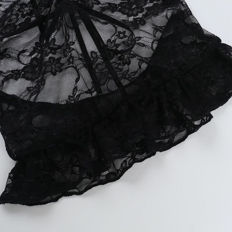 Romantic Black Lace Peplum Top – Sheer Elegance for Fall & Holiday Nights