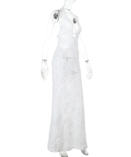 Effortless White Crochet Halter Maxi Dress - Your Chic Resort & Vacation Essential