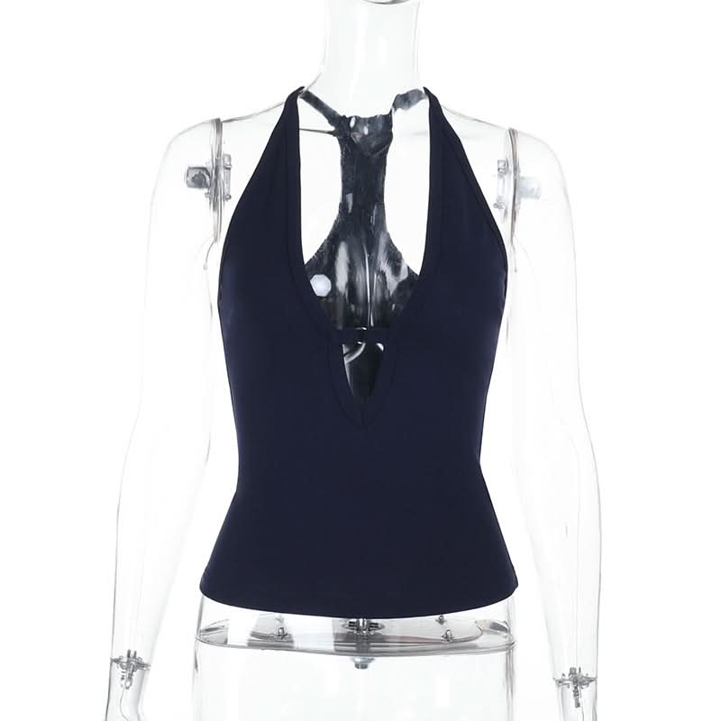 Sultry Deep V-Neck Cutout Tank Top – Your Fall & Holiday Party Statement