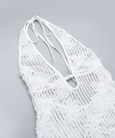 Effortless White Crochet Halter Maxi Dress - Your Chic Resort & Vacation Essential