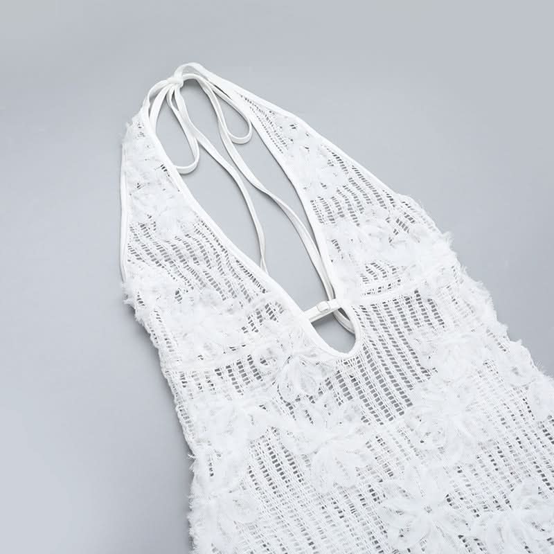 Effortless White Crochet Halter Maxi Dress - Your Chic Resort & Vacation Essential