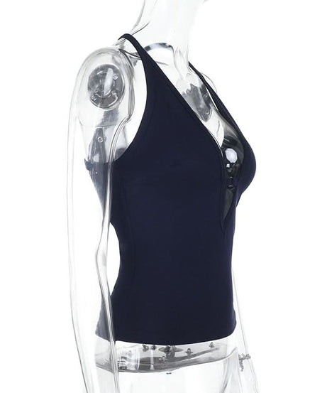 Sultry Deep V-Neck Cutout Tank Top – Your Fall & Holiday Party Statement