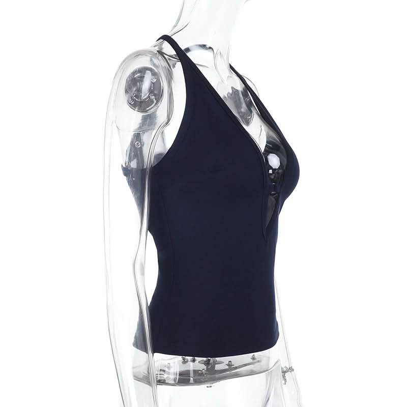 Sultry Deep V-Neck Cutout Tank Top – Your Fall & Holiday Party Statement