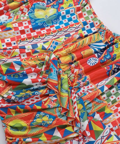 Vibrant Mediterranean Tile Halter Maxi Dress - Your Chic Resort & Winter Getaway Essential