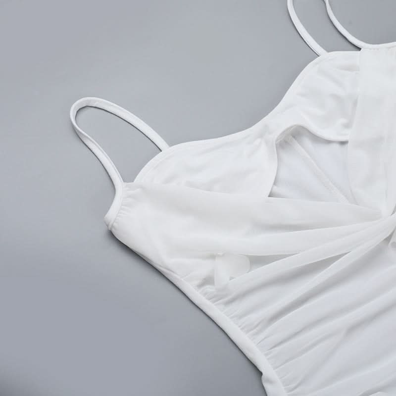 Ethereal White Floral Cut-Out Maxi Dress – Ruched Glamour for Holiday Parties & New Year's Eve