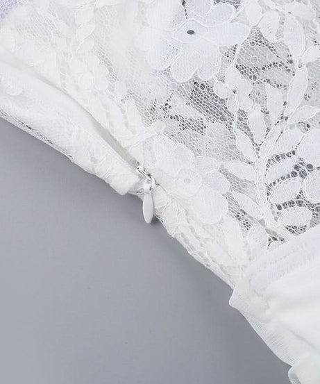 Sultry White Lace Halter Mini Dress with Cutouts – Your Halloween Party & Tropical Getaway Must-Have