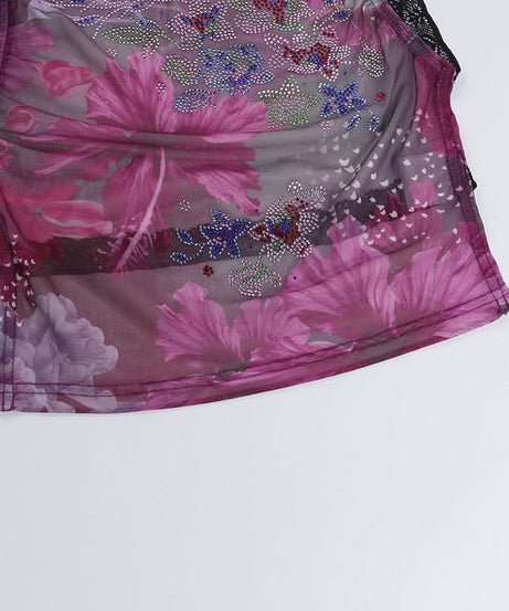 Chic Sheer Floral Mesh Tank Top - Beaded Sparkle & Lace Trim | Fall Nights & Beyond