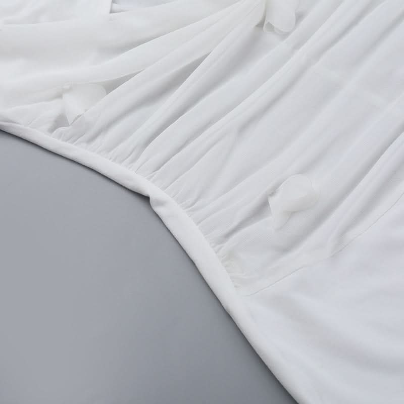 Ethereal White Floral Cut-Out Maxi Dress – Ruched Glamour for Holiday Parties & New Year's Eve