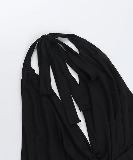 Effortless Chic Black Cowl Neck Halter Top - Your Fall & Holiday Go-To