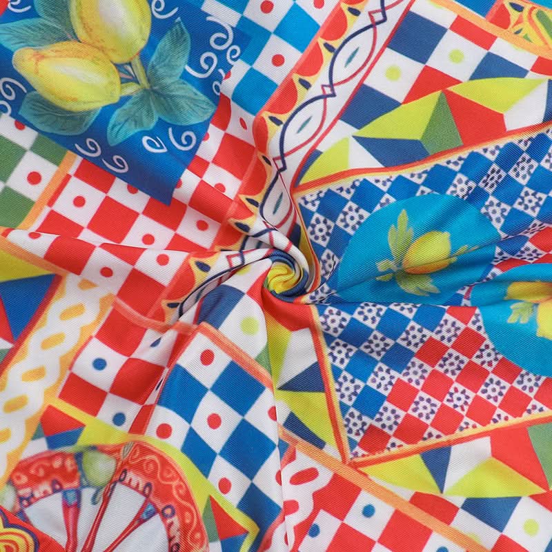 Vibrant Mediterranean Tile Halter Maxi Dress - Your Chic Resort & Winter Getaway Essential