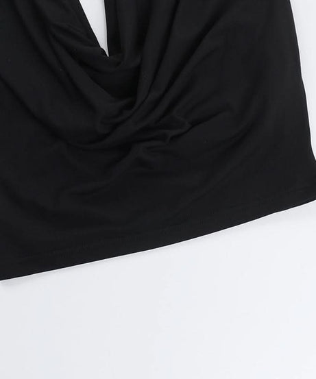 Effortless Chic Black Cowl Neck Halter Top - Your Fall & Holiday Go-To